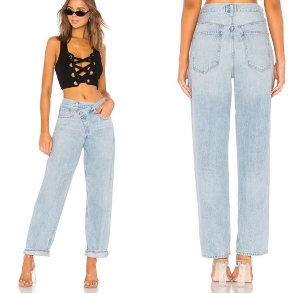 Agolde Denim - Agolde High Rise Relaxed Straight Jeans in Light Blue Wash